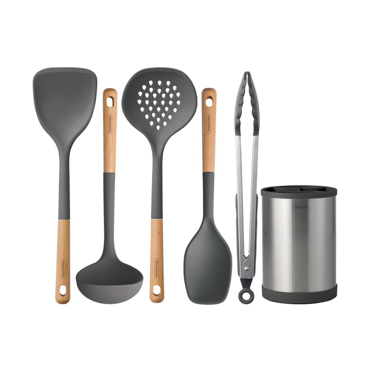 Tramontina Everyday 6 Pcs Silicone Utensils Set with Rotating Holder