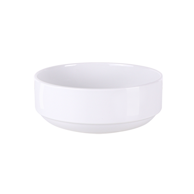 White porcelain stackable bowl, 16 cm, smooth round rim