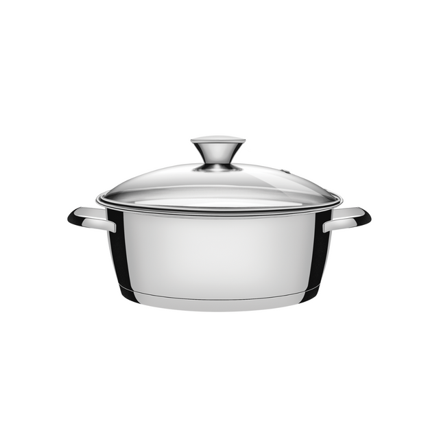 Tramontina Allegra 24cm stainless steel casserole with lid and side handles