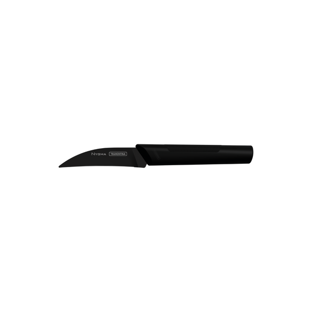 Black stainless steel 3-inch Nygma peeling knife with black handle