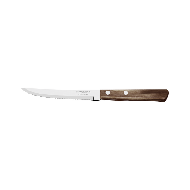 Tramontina barbecue knife with serrated stainless blade and dark brown handle, 4 in