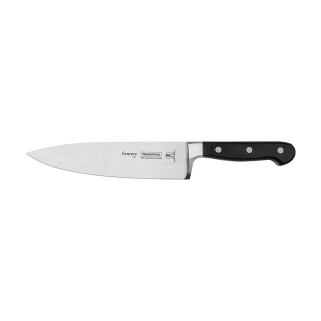 8-inch chef knife with stainless blade and black handle