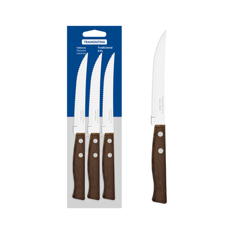 Tramontina Tradicional Steak Knives, 3 Pcs, Stainless Steel