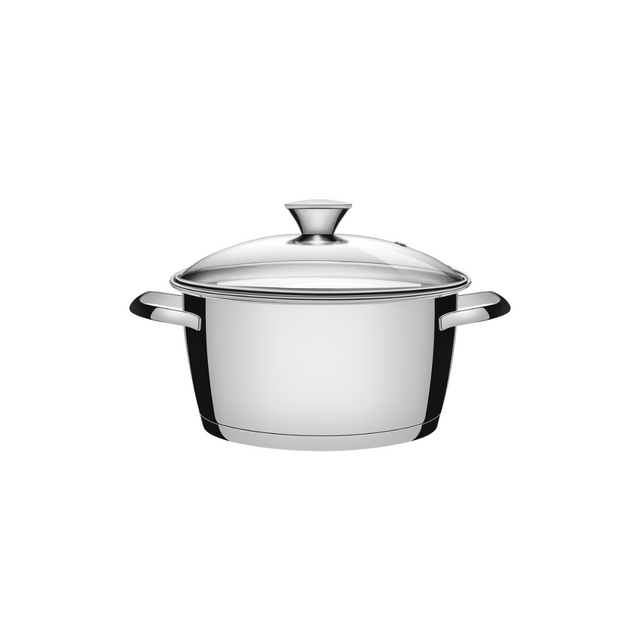 20cm stainless steel casserole with lid, silver, two loop handles and domed cover