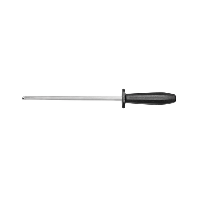 8 in stainless steel knife sharpener with black handle