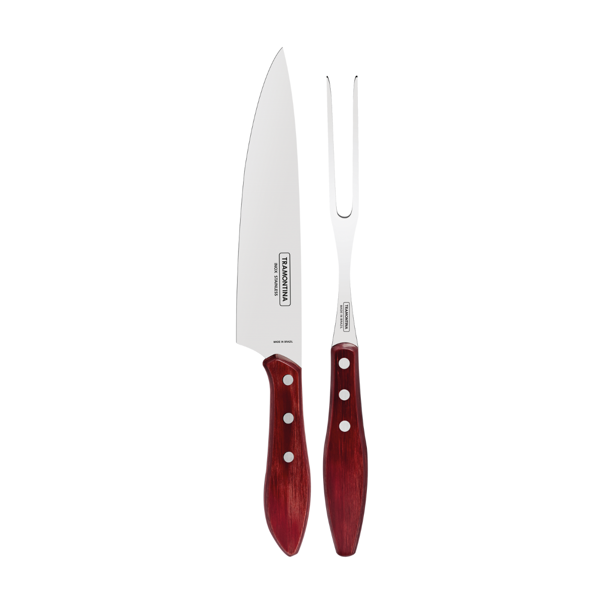 Tramontina Churrasco 2 Piece Barbecue Set, Meat Knife/Carving Fork/Wood/Stainless Steel