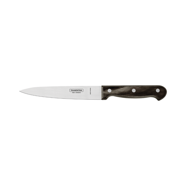 6-inch utility knife with stainless blade and dark brown handle