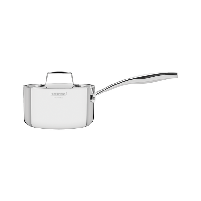 Stainless steel sauce pan with lid and long handle, 16cm