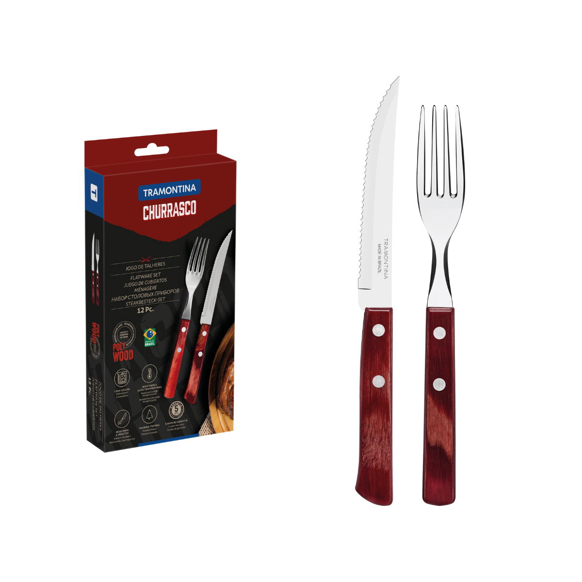 Tramontina Churrasco Tableware Set, 12 Pcs, Stainless Steel