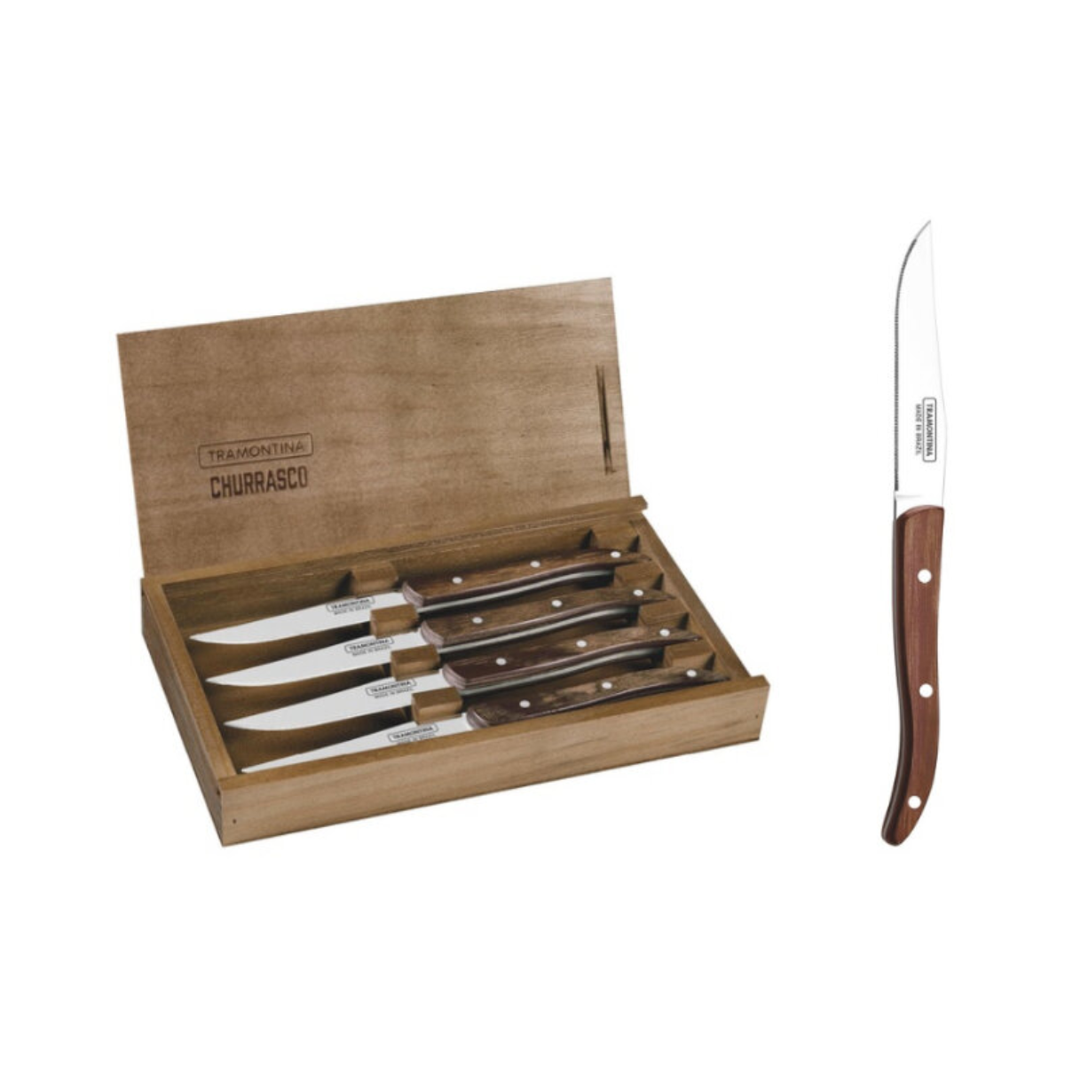 Tramontina Churrasco Steak Knives Set, 4 Pcs, Stainless Steel