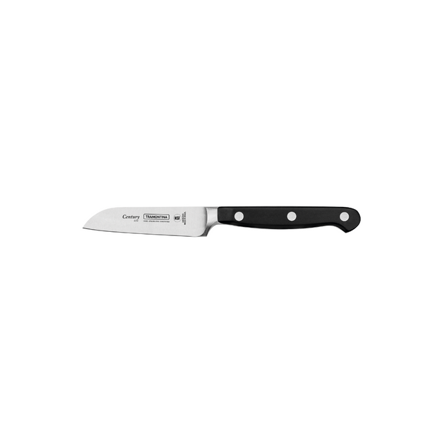 3-inch stainless steel vegetable and fruit knife with black handle and rivets