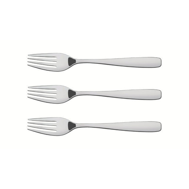 Tramontina stainless steel table fork set, 3-piece, smooth handle