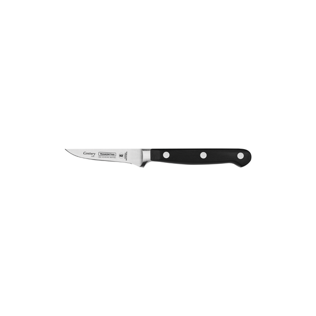 Tramontina Century 3 in peeling knife, stainless steel blade, black handle.