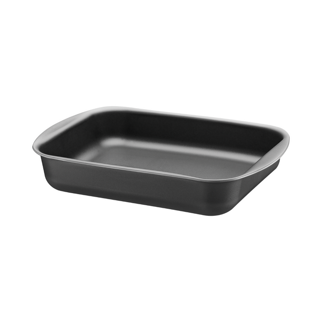 Black non-stick deep roasting pan, 28cm, rectangular with flared rim