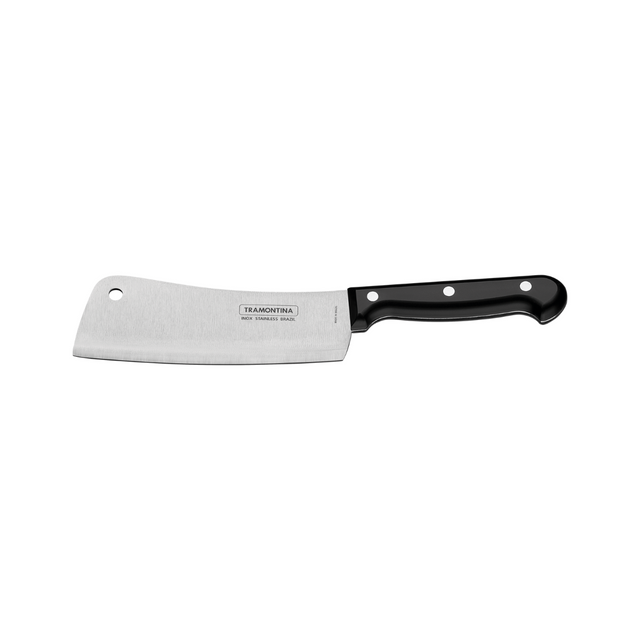 6-inch stainless steel cleaver knife with black handle, riveted grip