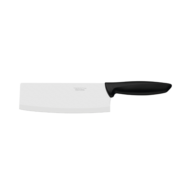 7-inch stainless steel cleaver with black handle, side view