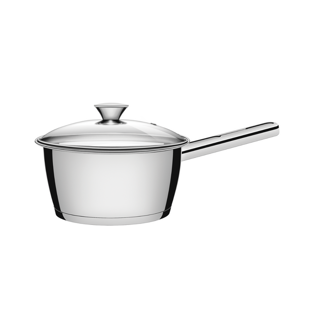 18/10 stainless steel sauce pan with lid and long handle, 16cm