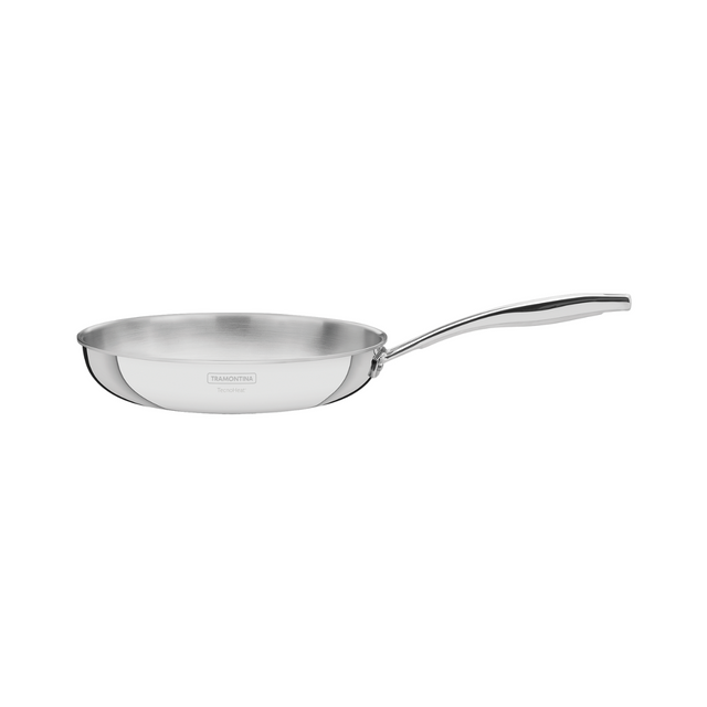 Tramontina Grano stainless steel frying pan with long handle and induction base.