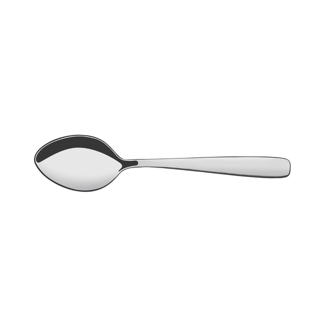Stainless steel serving spoon with rounded bowl and smooth handle