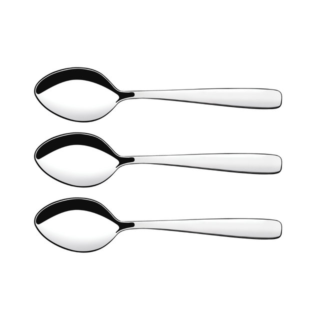 Set of 3 stainless steel table spoons with smooth reflective finish