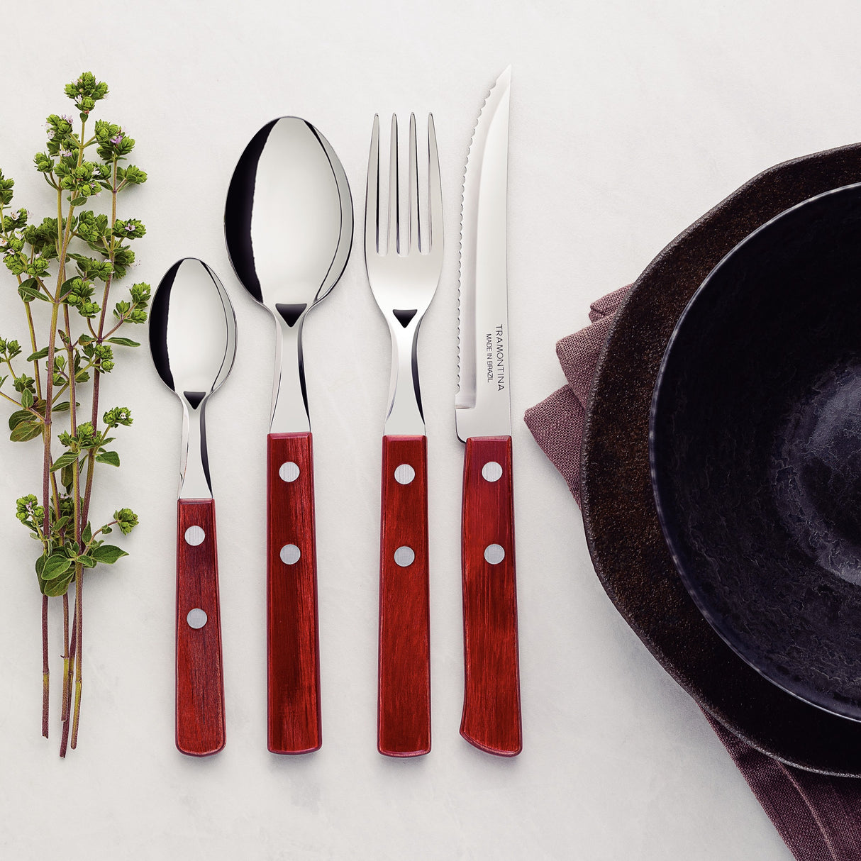 Tramontina Polywood Tableware Set, 24 Pcs, Stainless Steel