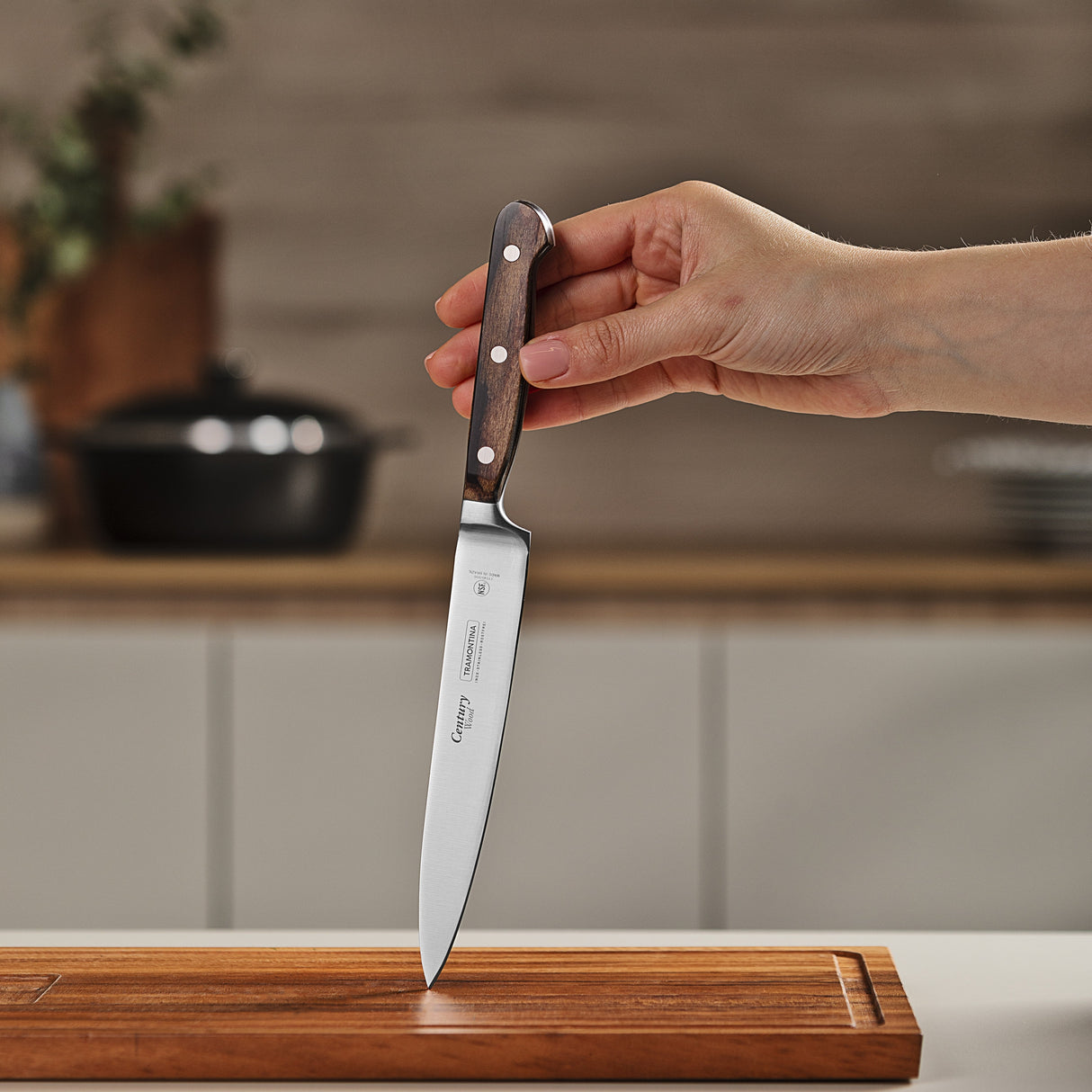 Tramontina Century Wood 6" Utility Knife, Stainless Steel