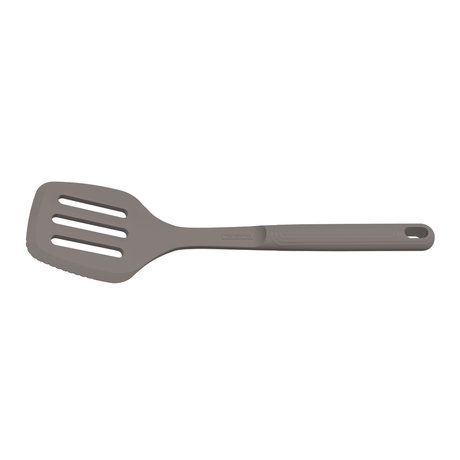 Tramontina Softta grey silicone slotted spatula with oval handle loop