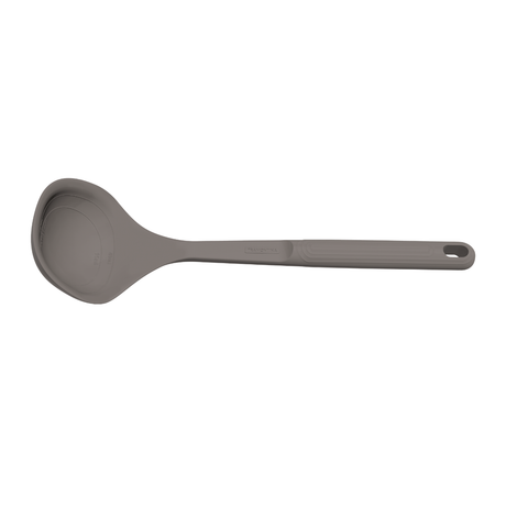 Tramontina Softta grey silicone ladle with rounded bowl and long handle