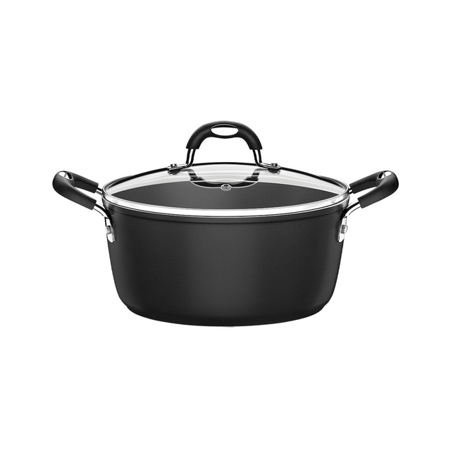 Black non-stick casserole with lid and side handles