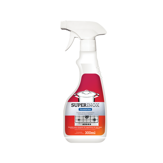 Stainless steel polish spray bottle with trigger, 300 ml, red label