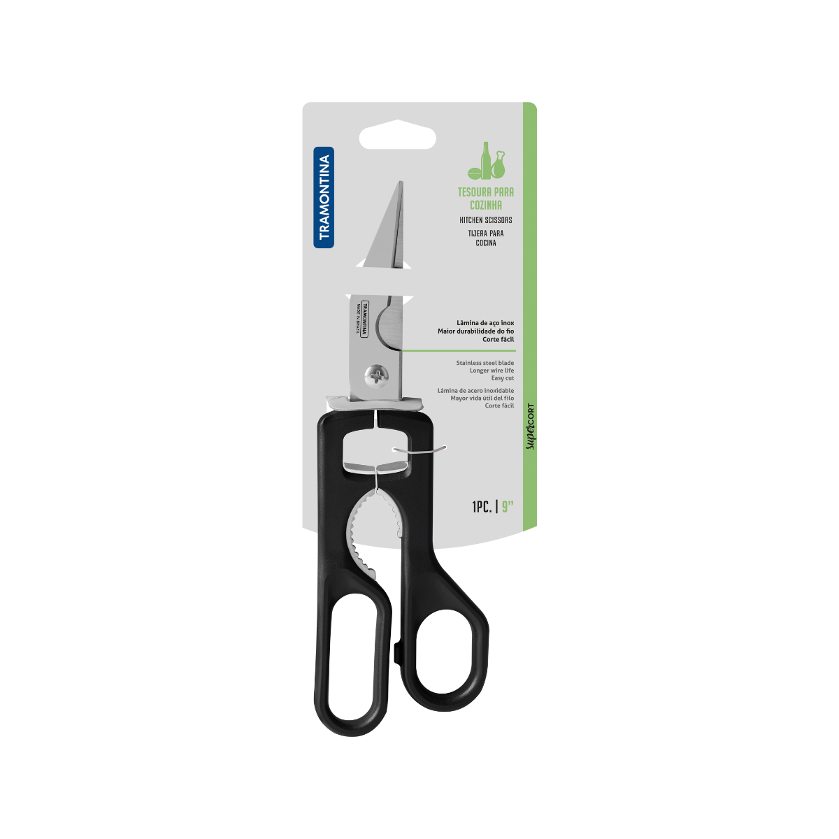 Tramontina Supercort 9" Kitchen Scissors, Stainless Steel