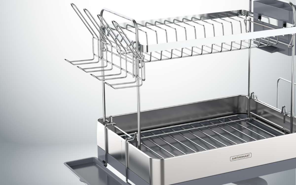 Tramontina 2-Tier Dish Rack, Stainless Steel/Polypropylene