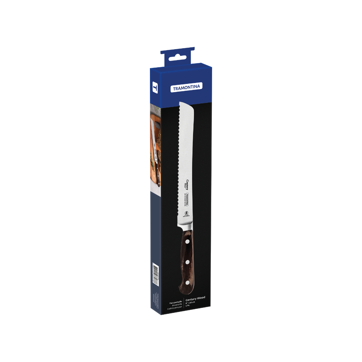 Tramontina Century Wood 8" Bread Knife, Stainless Steel