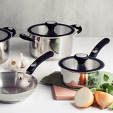 Tramontina Solar Silicone 16cm Sauce Pan with Lid, 18/10 Stainless Steel, Induction