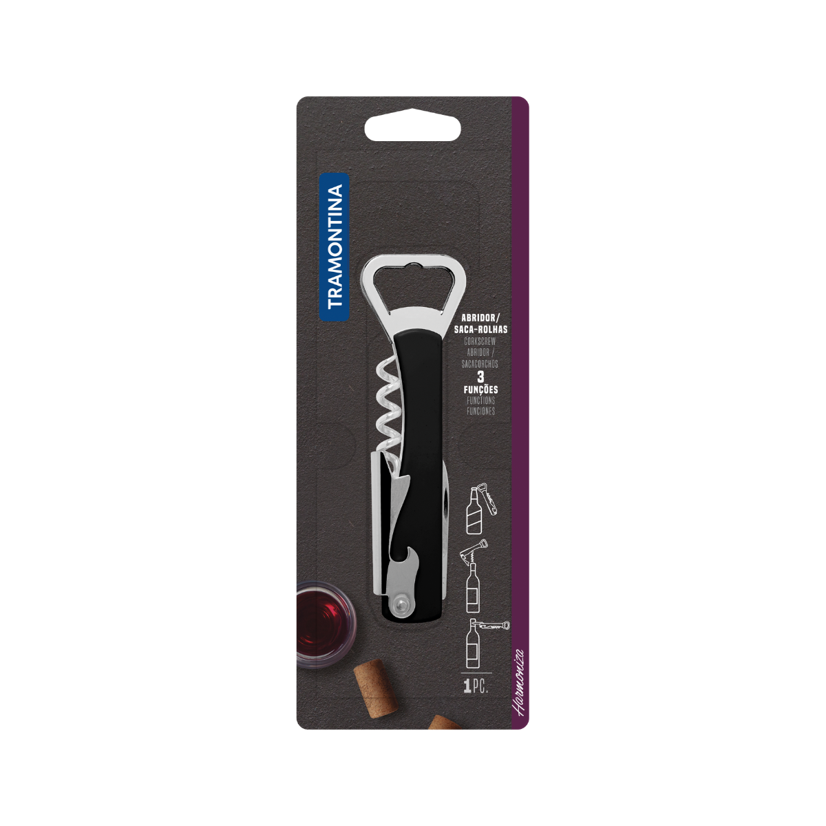 Tramontina Harmoniza Opener with Corkscrew and Pocket Knife