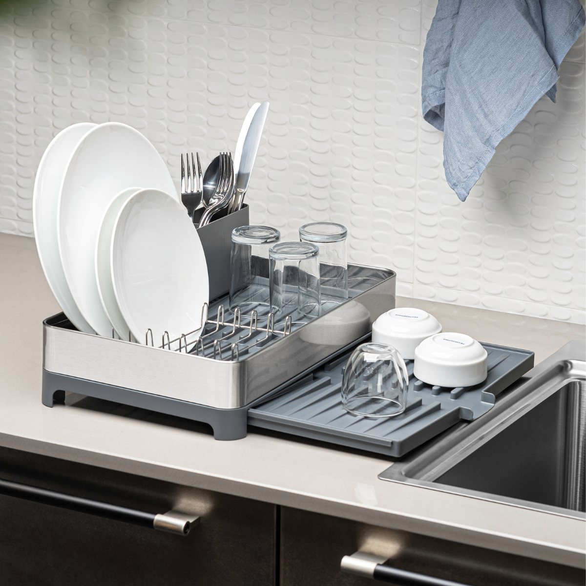 Tramontina 2-Tier Dish Rack, Stainless Steel/Polypropylene