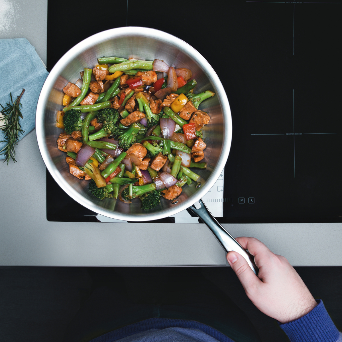 (Pre-Order)Tramontina Grano 28cm Wok, 18/10 Stainless Steel, Induction