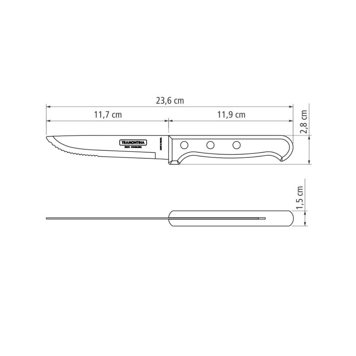 Tramontina Polywood 5" Jumbo Steak Knife, Stainless Steel