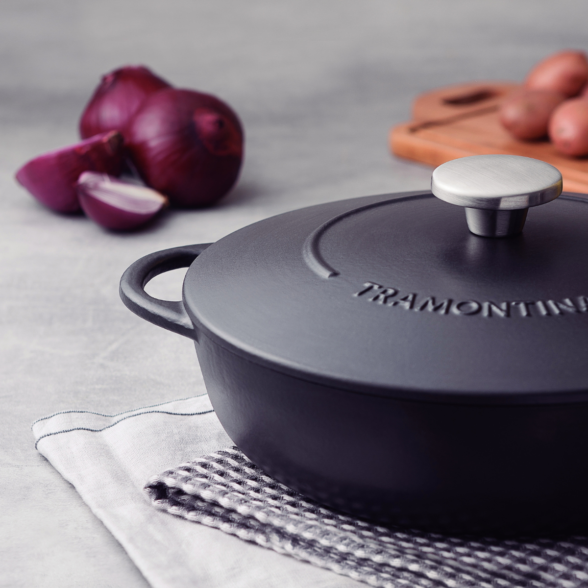 Tramontina Trento 28cm Iron Fryer With Lid, Enameled Cast Iron, Induction