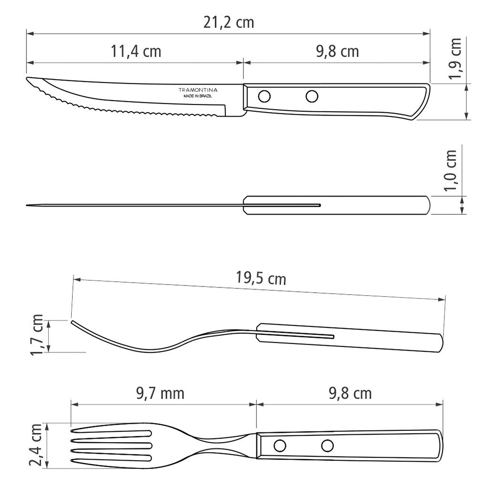 Tramontina Churrasco Tableware Set, 12 Pcs, Stainless Steel