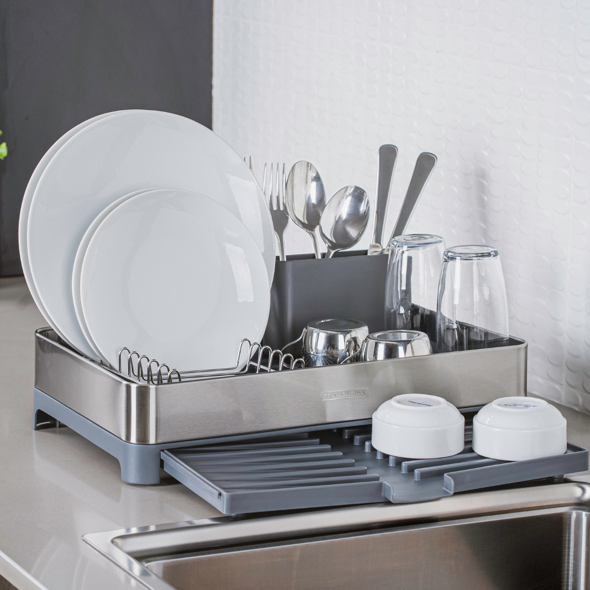 Tramontina Expandable Dish Rack, Stainless Steel/Polypropylene