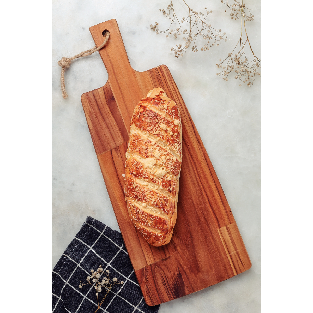 Tramontina 48x19cm Kitchen Cutting/Serving/Chopping Board/Teak Wood with Handle/Mineral Oil Finish