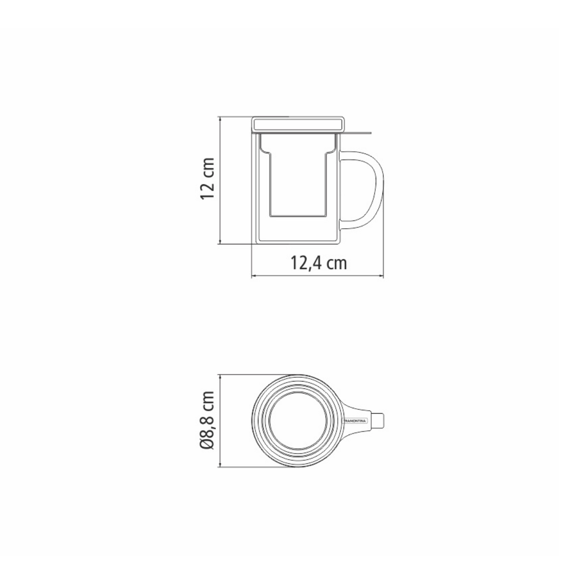 Tramontina 350ml Glass Mug with Tea Infuser