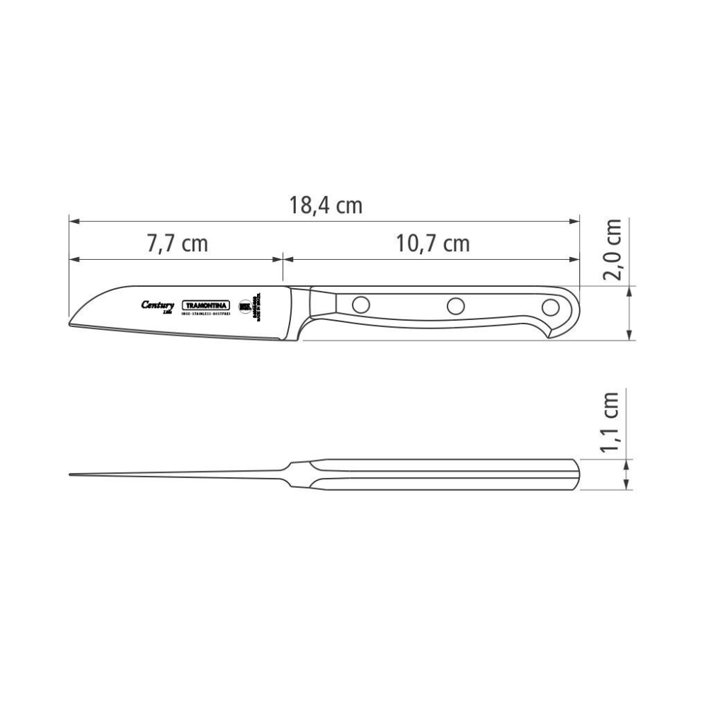Tramontina Century 3" Vegetable and Fruit Knife, Stainless Steel