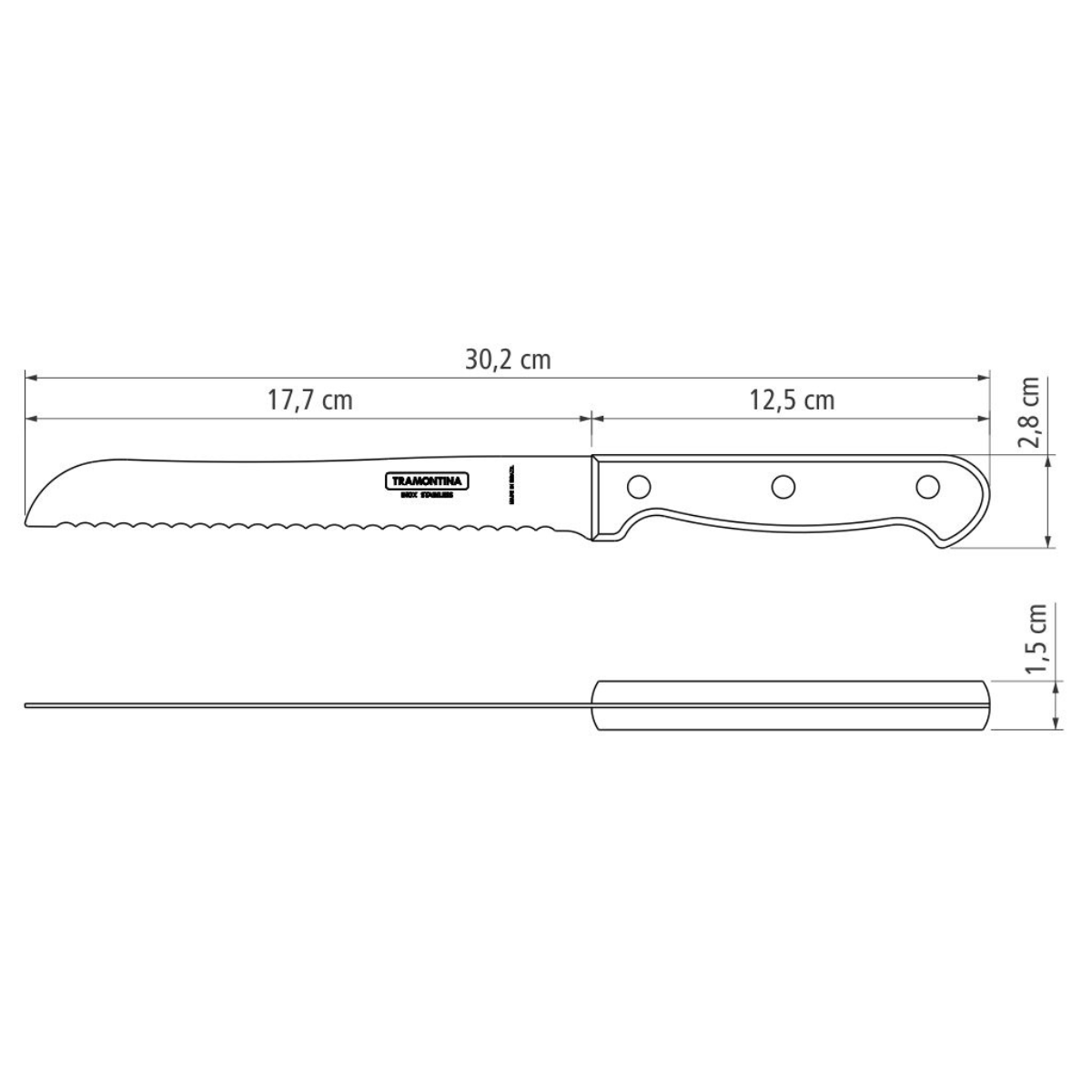 Tramontina Polywood 7" Bread Knife, Stainless Steel