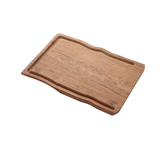 Brown wooden chopping board with groove, rectangular, antibacterial