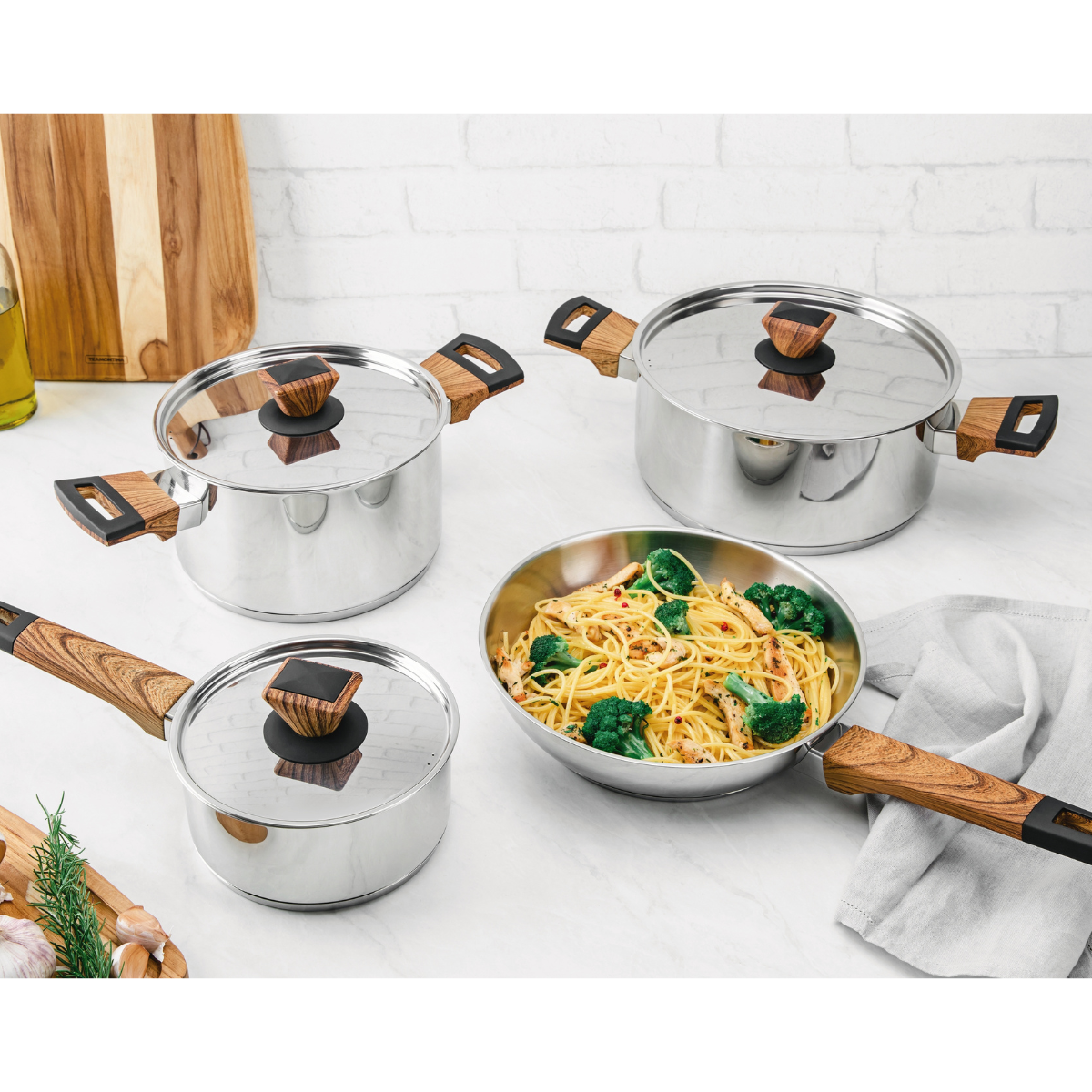 Tramontina Brava 20cm Deep Casserole, 18/10 Stainless Steel, Induction