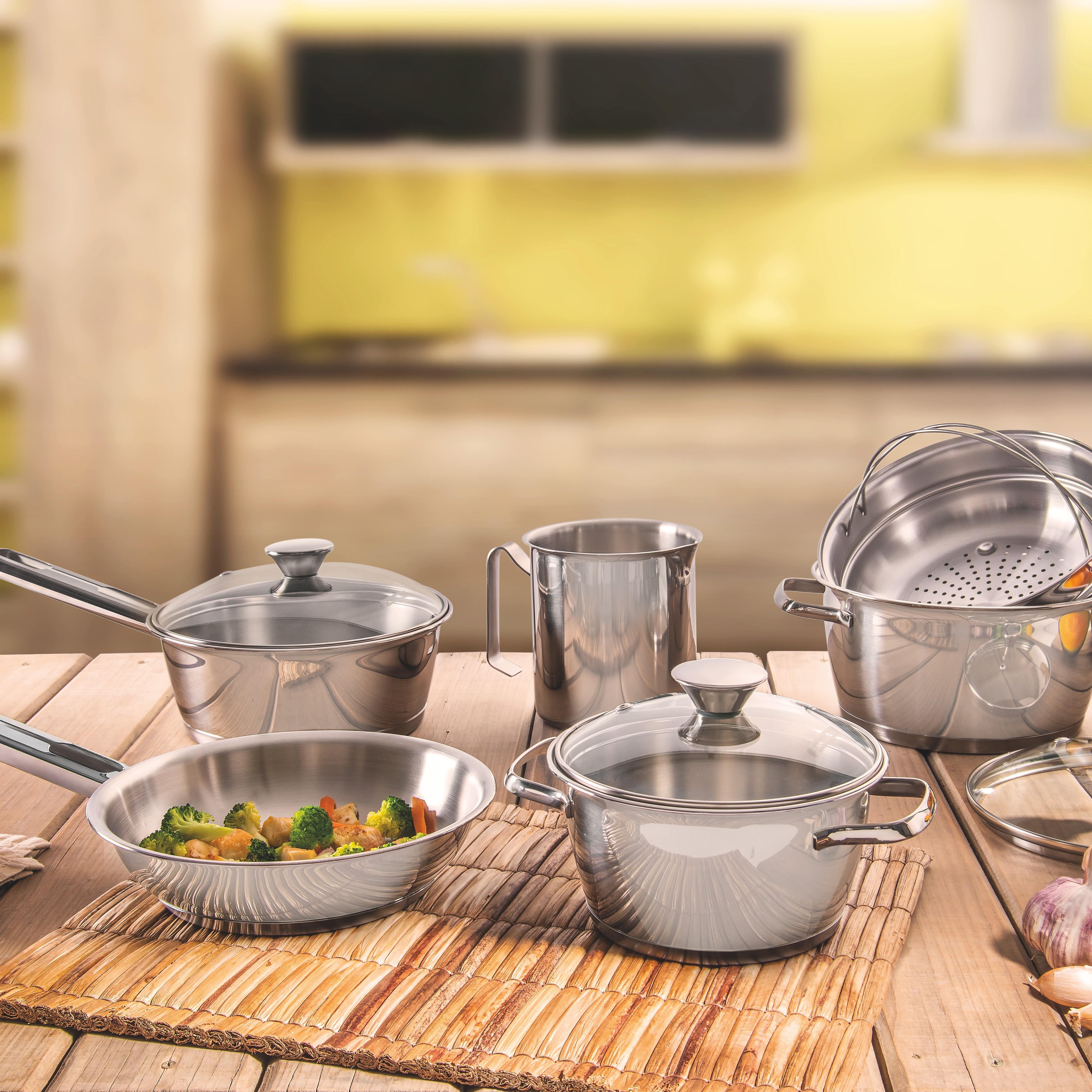 Tramontina Allegra 24cm Casserole with Lid, 18/10 Stainless Steel, Ind