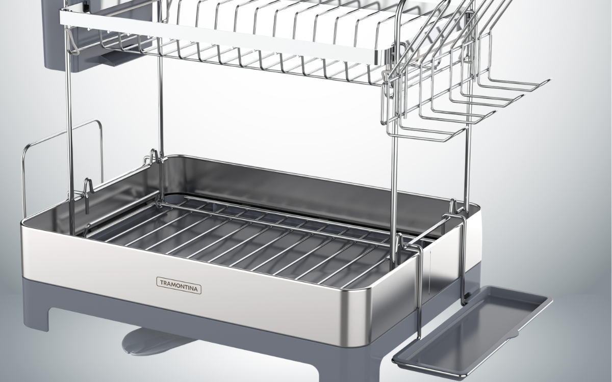 Tramontina 2-Tier Dish Rack, Stainless Steel/Polypropylene