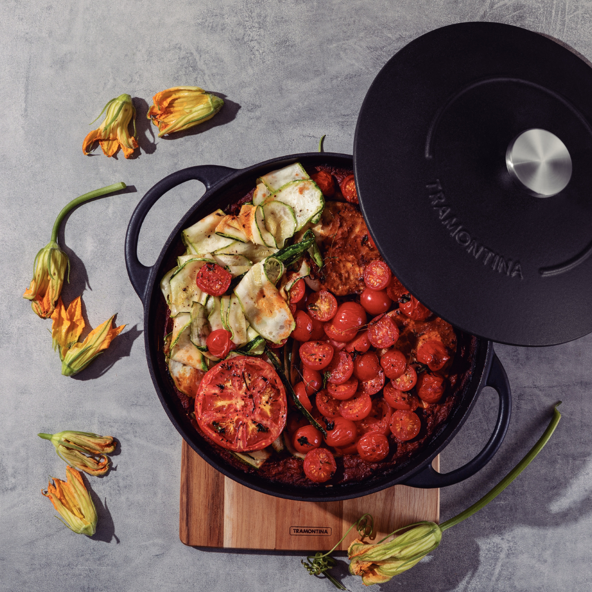 Tramontina Trento 28cm Iron Fryer With Lid, Enameled Cast Iron, Induction